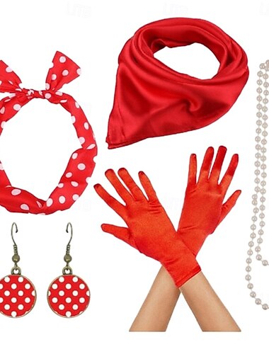  Set Femtiotal Retro / vintage Rockabilly Halsband Pannband Tillbehör set med tillbehör Prickiga Maskeradkläder Dam Karnival alla hjärtans dag Tebjudning Ledigt / vardag Retro-temafest Vuxna Örhängen