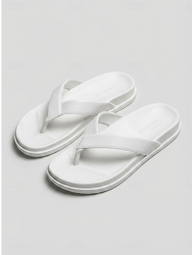  λευκές γυναικείες σαγιονάρες με σταυρωτό λουράκι – άνετα slip-on σανδάλια με μαλακή σόλα για casual καλοκαιρινά ρούχα και ρούχα στην παραλία