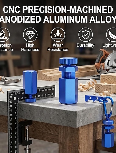  Hoge trapmeters voor timmermanshaak, CNC-geanodiseerde aluminiumlegering timmermanshaakbevestiging, spantenmeetinstrument, precisie-houtbewerkingsmeters met opbergclip &karabijnhaak
