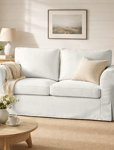  100 % Baumwolle, waschbarer Sofabezug für 2-Sitzer-Sofas, inklusive Kissen- und Rückenlehnenbezügen, passend für Ektorp-Sofas.