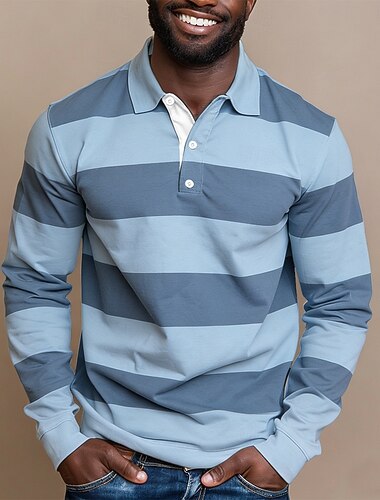  Miesten Vaakasuuntaiset nauhat Rugby Polo Pitkähihainen Poolopaidat Kauluspaidat Urheiluasut Vapaa-aika ulko- Koulu Urheilu- ja treenivaatteet 3D-tulostus Kevät Syksy Sininen Järven sininen Apila