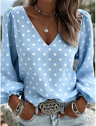  Damen Hemd Boho-Hemd Blumen Grafik Elegant Bohemien Urlaub Langarm V Ausschnitt Normale Oberteile Lässig Täglich Ferien Hellgrün Himmelblau Sommer Frühling