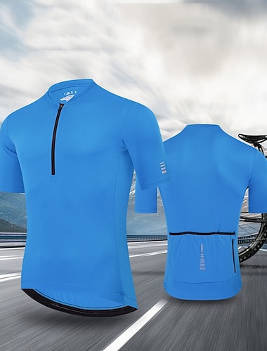  Herre Sykkeltrøyer Ensfarget Kortermet Sykkel Jersey Topper med 3 baklommer UV-bestandig Hurtigtørkende Tilbake Lomme Svettereduserende sport Svart Hvit Rød Klær