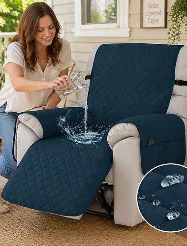  100 % wasserdichte Liegestuhlbezüge, rutschfeste Bezüge für Liegestühle mit Tasche, waschbarer, gesteppter Möbelschutz für Liegestühle für Kinder und Haustiere