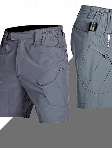  Herren Cargohose Cargohosen Cargo-Shorts Shorts Sommershorts Freizeitshorts Elastischer Bund Mehrere Taschen Einfach Wasserdicht Komfort Knielang Lässig Outdoor Strand Mode Streetwear Schwarz Khaki