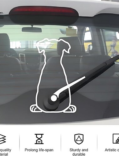  Conjunto de 4 adesivos para limpador traseiro com desenho de cachorro - adesivo engraçado de filhote abanando o rabo, adesivo móvel para o vidro traseiro de todos os veículos, decoração automotiva à
