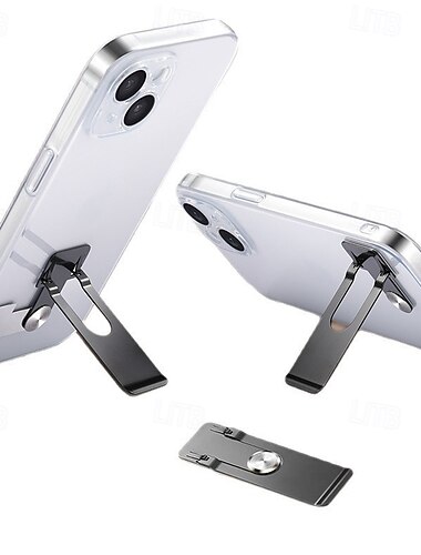  2-pack mobiltelefonstativ, ultratunt metallstativ för telefonbaksida, vikbar justerbar vertikal/horisontell hållare för iPhone 17 16 15 Samsung, universellt minimalistiskt självhäftande telefonstativ