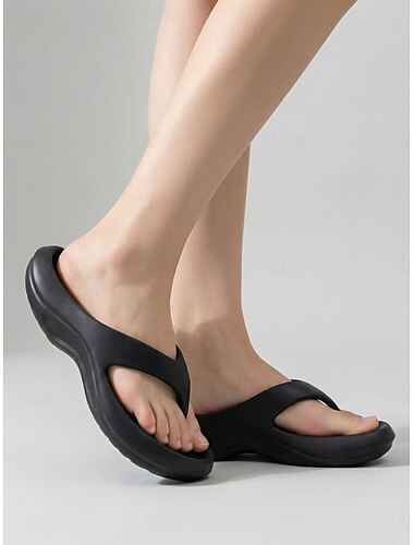  Unisex zwarte teenslippers - ultracomfortabele slippers met voetboogondersteuning voor strandvakanties en vakanties aan zee. &zomerse casual outdoorkleding