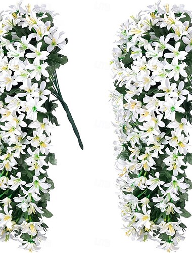  2 ulkokäyttöön tarkoitettua keinotekoista riippuvaa kasvia, UV-suojattu ja realistisen näköinen, sopii ulkokäyttöön sisäkukkaruukkuihin, kuisteille, ikkunalaudoille, terasseille kiitospäivään