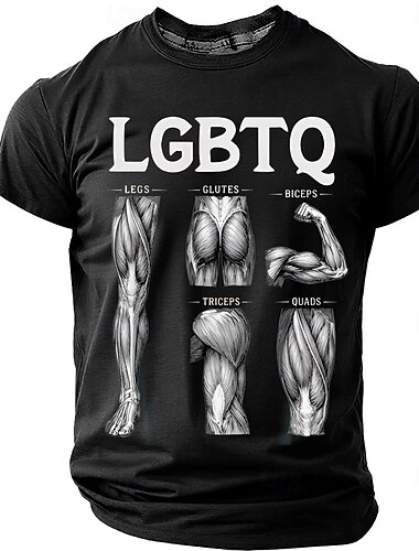  HBTQ ben sätesmuskler biceps triceps quadriceps rolig fitness ordvits herr gym humor bodybuilding t-shirt grafisk rund hals kortärmad träning motivation present till kroppsbyggare designerkläder