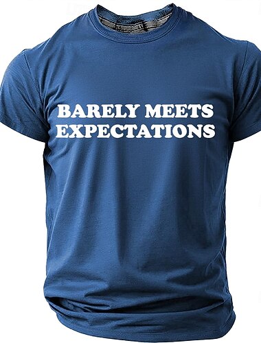  期待にかろうじて応えるメンズのおもしろい皮肉なユーモラスなTシャツ、グラフィッククルーネック半袖、彼への誕生日プレゼント、ジョークギフト、オフィスユーモア、デザイナー衣料品