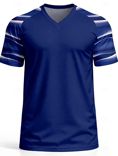  Voor heren Gestreept Frankrijk Voetbalzomer Wereldwijde wedstrijd Truien Hardloopshirt Zomer Kleurenblok Korte mouw UPF 50 Sneldrogend Ademend Informeel Hardlopen Joggen Fitness blauw Marine Wit