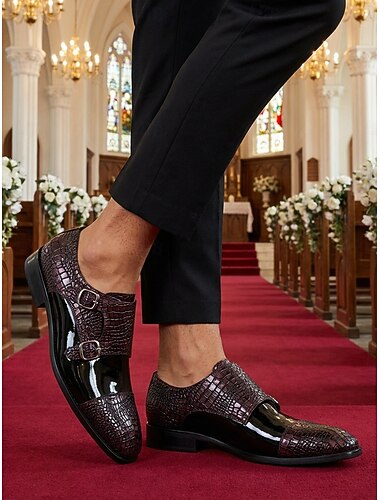  Mocassins à boucle en cuir noir de luxe pour hommes, chaussures habillées élégantes pour mariages, événements formels et occasions spéciales