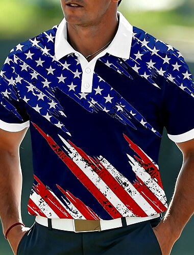  2026 250. Miesten Amerikkalainen US-lippu polo-paita lyhythihainen polo-paita kauluspaita rento urheiluasu päivittäiseen käyttöön 3D-printti napit kesä kevät musta valkoinen punainen