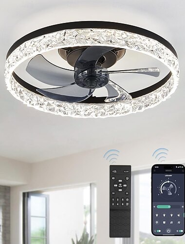  Moderne Deckenventilatoren mit 15,7" und 20" Durchmesser, Beleuchtung und Fernbedienung, dimmbar, flach, stufenlos regelbare Farbtemperatur und 6 Geschwindigkeitsstufen.