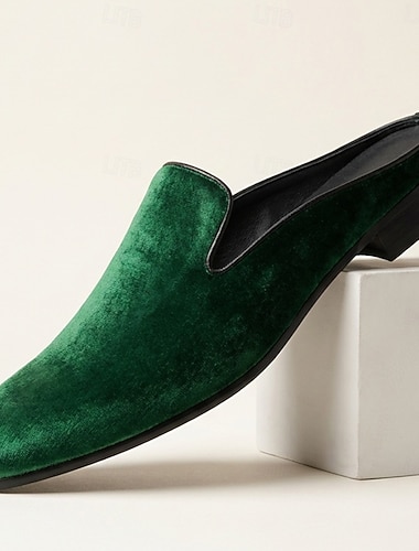  Herre grønne slip-on loafers i kunstskinn, stilige og elegante pensko til kontor, fest og uformelle anledninger