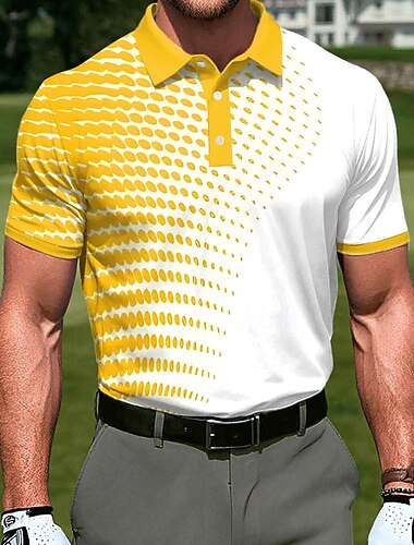  Per uomo Geometrico Golf Polo Sportivi Manica Corta Magliette polo Camicie con Colletto Casual Athleisure Stampa 3D Bottoni Estate Primavera Blu Giallo Viola