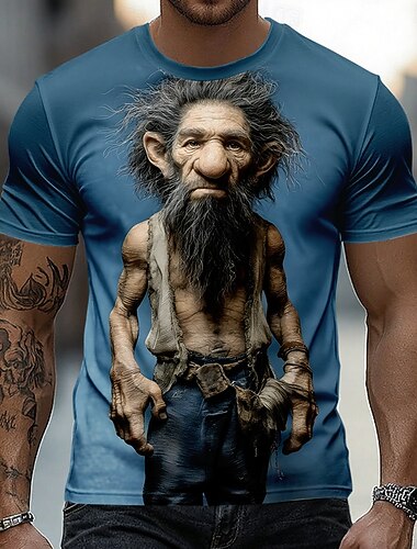  Herr Nyans Gammal man T-shirt Kortärmad T-shirt 3D-tryck Rund hals Skjorta Rolig Ledigt Dagligen Gata Blå Svart Rubinrött Sommar Vår Kläder S M L XL 2XL 3XL
