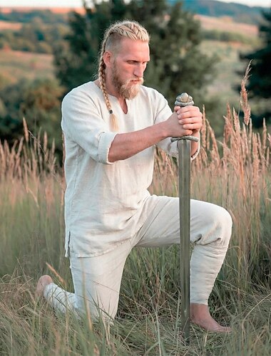  Zestaw Retro / vintage Średniowieczne Renesansowa Spodnie Koszula z akcesoriami Długie rękawy Wiking Ranger Wiązanie Jednokolorowe W serek Strój na bal maskowy Męskie Wiking Bal maskowy Targi