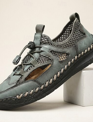  Scarpe da ginnastica casual da uomo grigie per esterni, traspiranti, con lacci e design traforato, leggere e comode, ideali per l'estate, i viaggi, il tempo libero all'aperto, l'uso quotidiano e le attività del fine settimana.