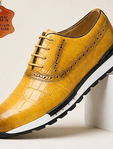  Baskets Oxford à bout golf en cuir pour homme, chaussures habillées basses avec semelle en caoutchouc, style vintage élégant, parfaites pour le bureau, les occasions décontractées et les tenues chics décontractées.