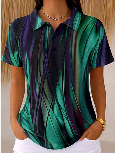  Per donna Camicia Magliette Polo a Nido d'Ape Top estivi Ombre Grafico Geometrico Vintage Elegante Manica Corta Collo ripiegato Colletto Polo Top Regolari Matrimonio in Spiaggia Casuale Quotidiano