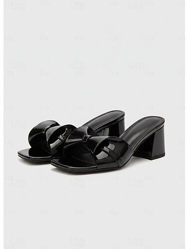  Witte instapsandalen met strik en blokhak voor dames - elegante minimalistische schoenen voor zomeroutfits, feestjes en stedentrips &dagelijks dragen