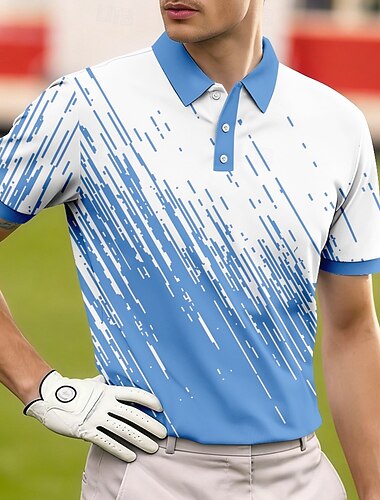  Per uomo Geometrico Golf Polo Sportivi Manica Corta Magliette polo Camicie con Colletto Casual Athleisure Bottoni Tessuto retato traspirante Primavera & Estate Blu Nero Blu marino