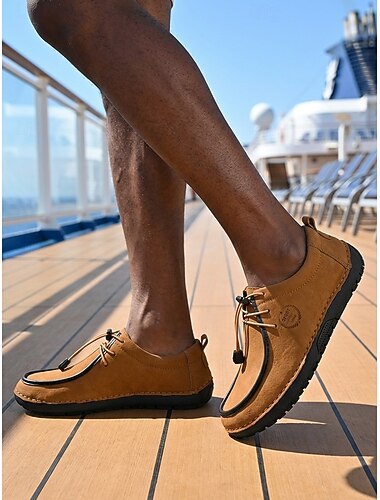  Hombre Casual Diario Isla y crucero Cuero PU Antideslizante Cordones Negro Azul Marrón Verano Primavera Todas las Temporadas