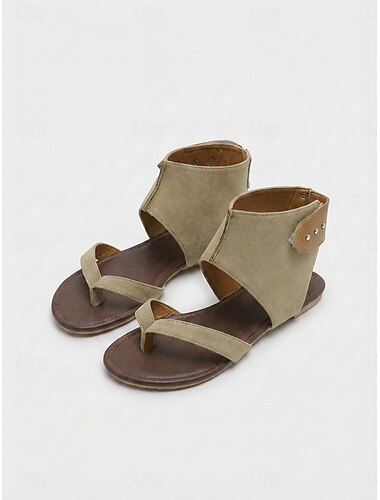 Gladiator sandalen met enkelbandje voor dames – minimalistische platte sandalen met teenring, comfortabele casual schoenen voor buitenactiviteiten, wandelen en zomerreizen.
