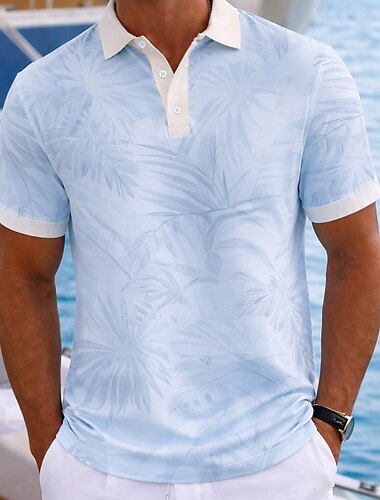  Férfi Növények Hawaii pólóingek Rövid ujjú Pólóingek Galléros ingek Alkalmi Sportruházat Hétköznapi viselet Nyaralási viselet 3D nyomtatás Gombok Jól szellőző háló Tavaszi nyár Medence Bíbor Lóhere