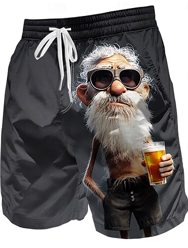  Homens Engraçado Cerveja Velhote Calção Justo de Natação Shorts de Natação Bermuda de Surf Cintura Média Retro Vintage Ao ar livre Férias Dia a Dia Bolsos laterais Forro de malha Cintura elástica com