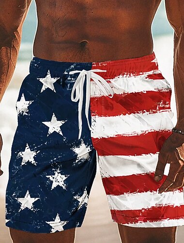  Homme 4 juillet, 250e anniversaire des États-Unis Drapeau Américain Maillots de bain Maillots de bain shorts de bain Shorts de Surf Taille Moyenne Patriotique Fête Poches Latérales doublure en maille