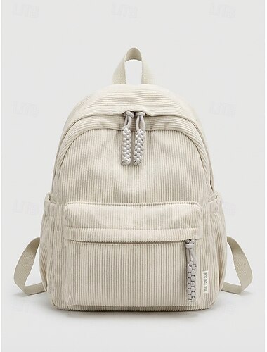  女性用ポリエステルコーデュロイバックパック、大容量、調節可能なストラップ、豊富なカラーバリエーション、スタイリッシュなスクール、旅行、アウトドア、普段使いのデイパック