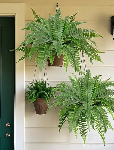  2/4 Stück dichte künstliche Bostonfarnpflanzen, hochwertige dekorative Kunstpflanzen für drinnen und draußen, perfekt für Hochzeiten, Hotels, Gärten, Innenhöfe, Fotografie, ästhetische Raumdekoration