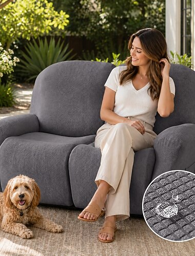  wasserdichte Liegestuhlbezüge, burgunderfarben, Schonbezug für Zweisitzer-Sofa mit Liegefunktion, dehnbarer 2-Sitzer-Couchbezug, waschbarer Stuhlbezug, Schutz für Hunde und Haustiere (2