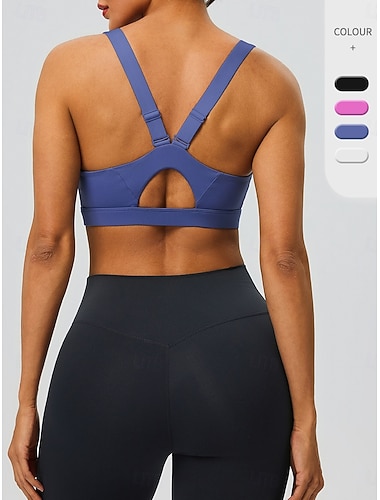  Naisten Treenihihattomat Urheilurintaliivit Pyöreä Alusvaate iskunvaimennus Säädettävä koko Kevyt Langaton Pehmustettu Yhtenäinen väri Urheilu Urheiluvaatteet Sininen Musta Pilates Kuntosali