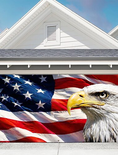  USA 250. évfordulója, július 4., függetlenség napja, garázsajtó dekoráció, borító, tűzijáték, amerikai zászló, hazafias, garázsajtó, háttér, amerikai zászló, szabadság, emlékmű, party, dekorációs kellékek