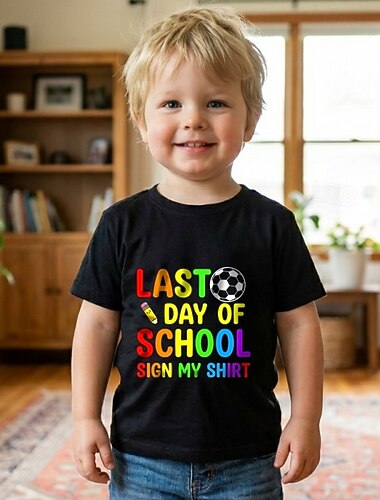  100% Cotone Bambini Ragazzi Nero Grafico Lettera Maglietta Blusa Girocollo Manica Corta Casuale Quotidiano All'aperto Moda Streetwear Designer Stampa Estate Primavera