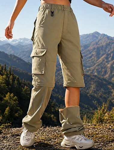  Damen Outdoorhosen Cargohosen Wanderhosen Sommer Frühling Herbst Außen Normale Passform Wasserdicht Schnelltrocknend Atmungsaktiv Hosen Kordelzug Tasche Elastischer Bund Schwarz Armeegrün Jagd