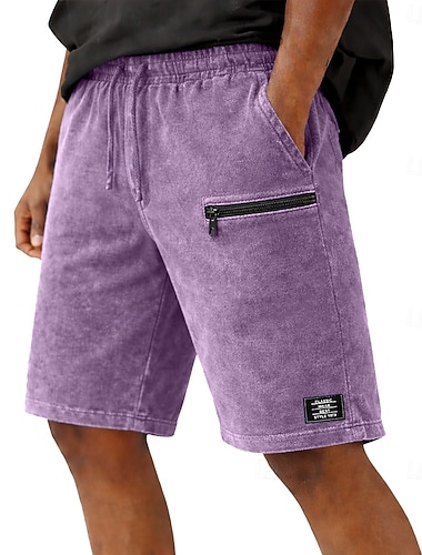  Herre Shorts Casual shorts Syrevaskede shorts Snorer Elastisk midje Multi lomme Helfarge Ensfarget Komfort Pustende Kort Avslappet Daglig Gateklær Mote Fritid Blå Svart Mikroelastisk