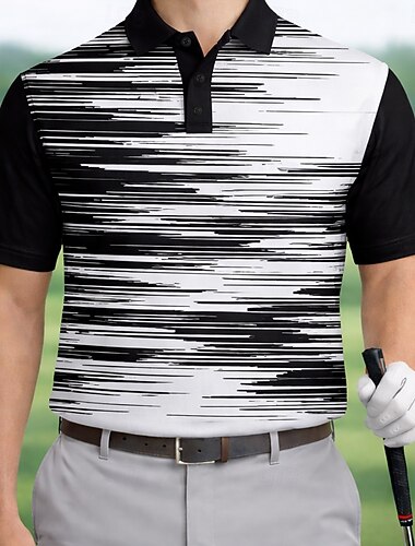 Herren Golf Linie Sport-Poloshirts Kurzarm Polo-Shirts Hemden mit Kragen Lässig Athleisure Alltagskleidung 3D-Druck Knöpfe Sommer Frühling Blau Purpur Schwarz