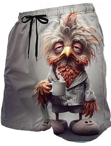  Voor heren Konijn Kuiken tekenfilm dieren Lange zwembroeken Badpakken Zwembroeken Boardshorts Medium Taille Grappig Strandvakantie Zijzakken Mesh voering Elastische tailleband met trekkoord Ontwerper