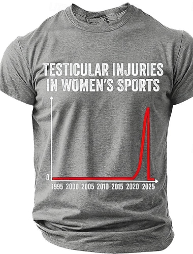 Grafiken zu Hodenverletzungen bei Männern im Frauensport, politische Satire, humorvoller konservativer Gesellschaftskommentar, kontroverses T-Shirt, Grafik, lässiges Kurzarm-Alltagsoutfit,