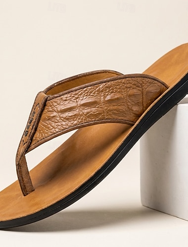  Sandali da uomo marroni con cinturino alla caviglia, infradito estive casual, leggere e comode, ideali per la spiaggia, le vacanze, i viaggi, il tempo libero e il relax quotidiano.