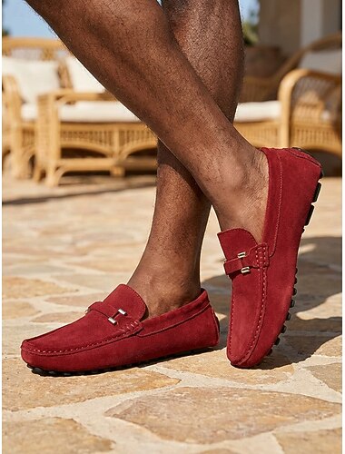 Per uomo Sportivo Casual Quotidiano Resort all'aperto Camoscio Caldo Antiscivolo Traspirante Slip-on Vinaccia Nero Blu Estate Primavera Tutte le stagioni