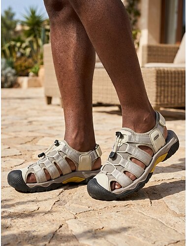  Per uomo Sportivo Casual All'aperto Resort all'aperto Pelle PU Tessuto Confortevole Antiscivolo Durevole Velcro Blu Verde Beige Estate