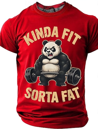  Homens Panda Gíria engraçada Camiseta Manga Curta Camiseta Impressão 3D Gola Redonda Camisa Moda Diário Diário Rua Vermelho Verão Primavera Roupa S M L XL XXL XXXL