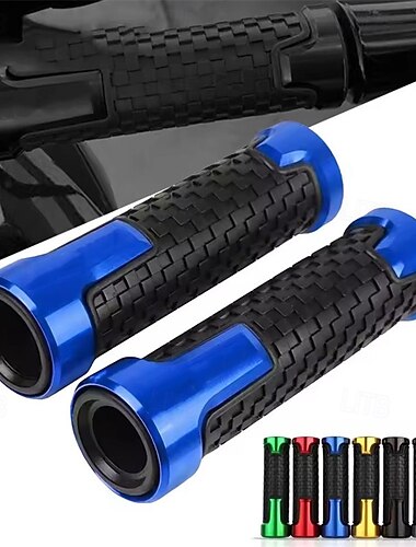  Poignées de guidon universelles 7/8" pour moto, 22 mm, antidérapantes, en aluminium CNC et caoutchouc, pour scooter et moto sportive. Embouts de guidon ergonomiques et confortables. Vendues par paire.