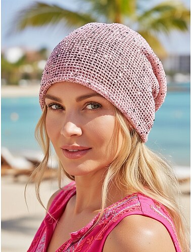  Dames bohemian ademende mesh polyester muts/hoofddoek, veelkleurige converteerbare nekwarmer, lichtgewicht strandvakantiehoed voor casual dagelijks gebruik en zomervakanties